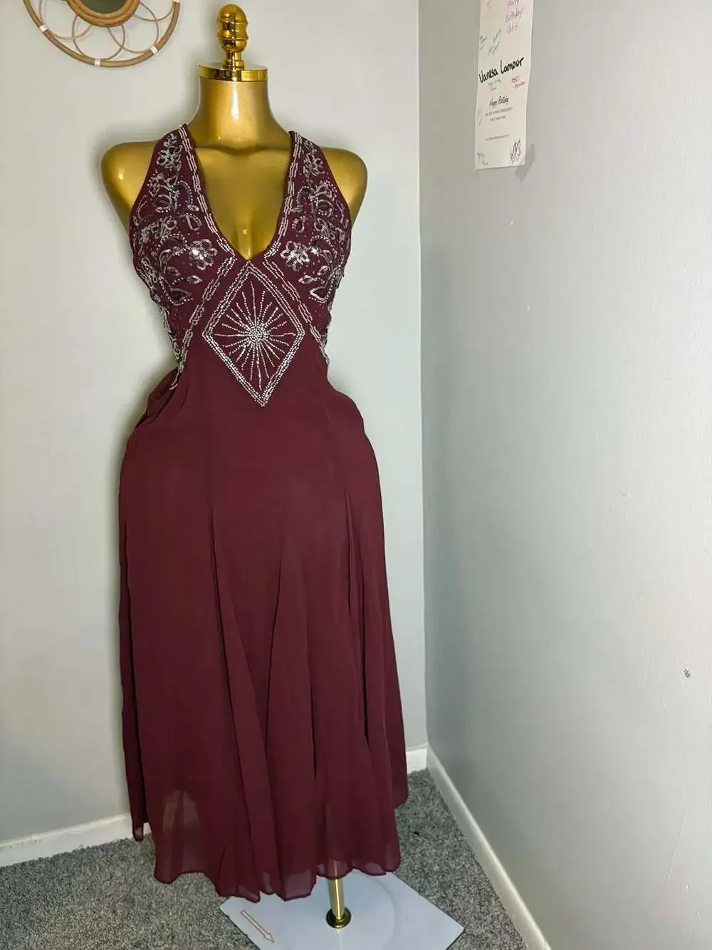 Abercrombie & Fitch Beaded Plunge Maxi Dress